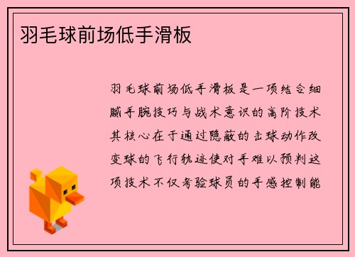 羽毛球前场低手滑板